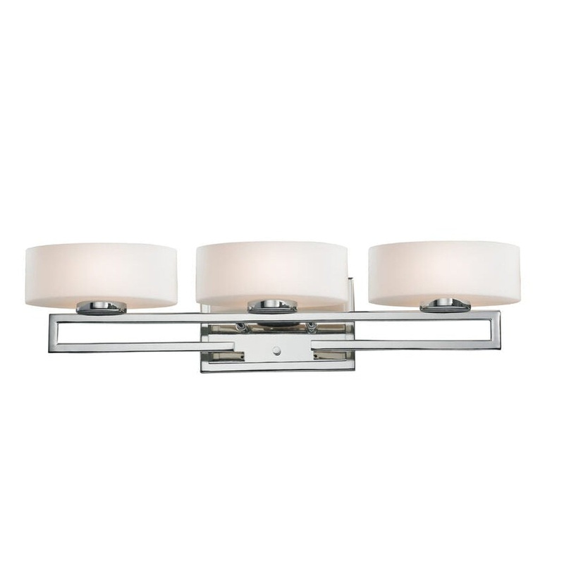 Z-Lite Cetynia 24" 3-Light LED Chrome Vanity Light With Matte Opal Shade