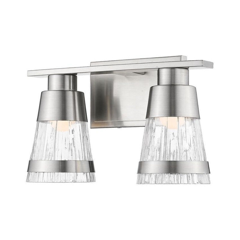 Z-Lite Ethos 13" 2-Light LED Brushed Nickel Vanity Light With Chisel Glass Shade