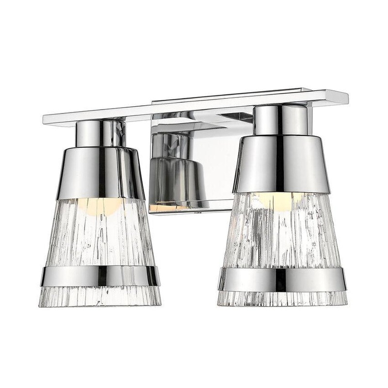 Z-Lite Ethos 13" 2-Light LED Chrome Vanity Light With Chisel Glass Shade