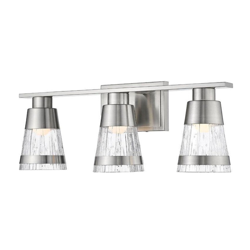 Z-Lite Ethos 22" 3-Light LED Brushed Nickel Vanity Light With Chisel Glass Shade