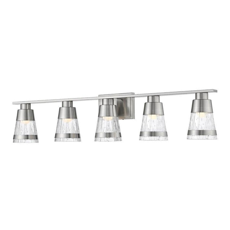 Z-Lite Ethos 40" 5-Light LED Brushed Nickel Vanity Light With Chisel Glass Shade