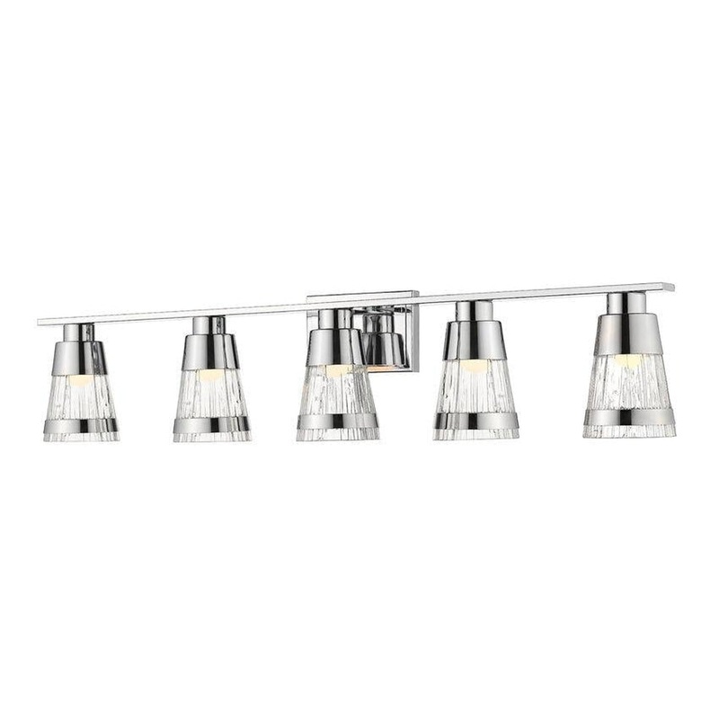 Z-Lite Ethos 40" 5-Light LED Chrome Vanity Light With Chisel Glass Shade