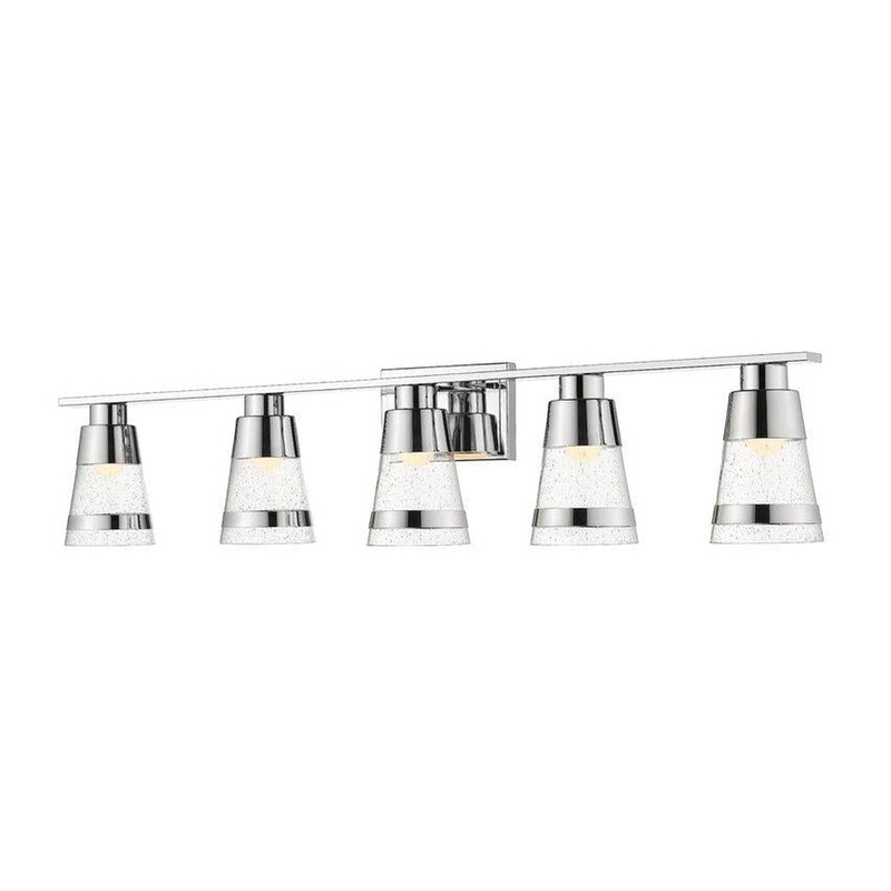 Z-Lite Ethos 40" 5-Light LED Chrome Vanity Light With Seedy Glass Shade