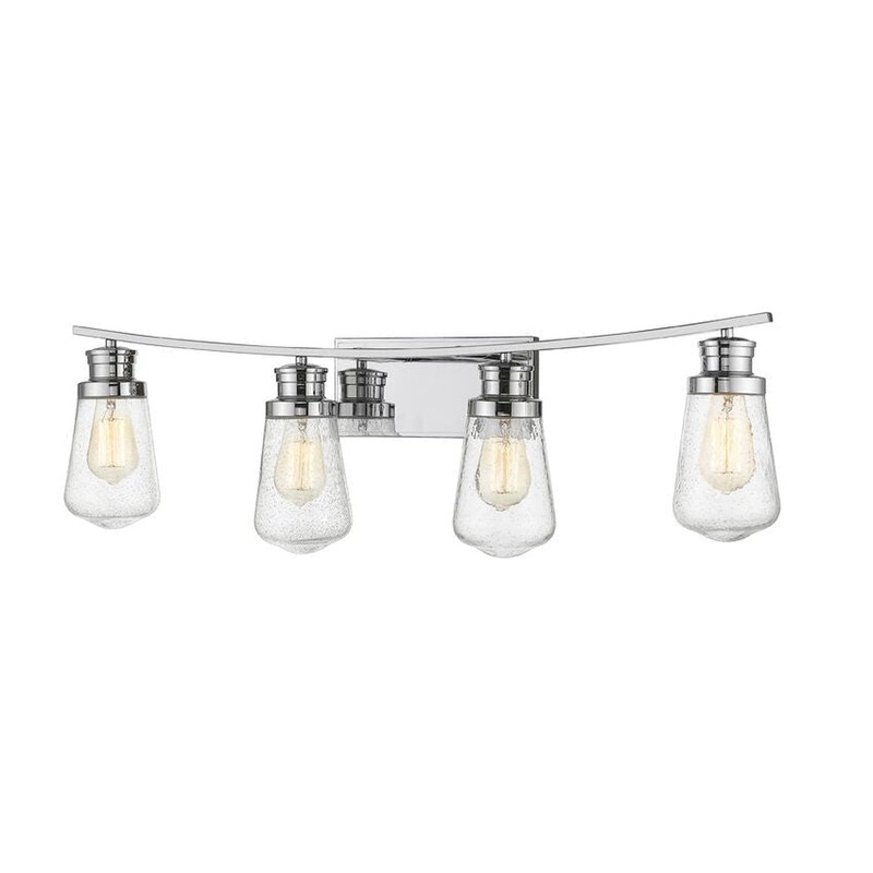 Z-Lite Gaspar 33" 4-Light Chrome Vanity Light With Clear Seedy Glass Shade
