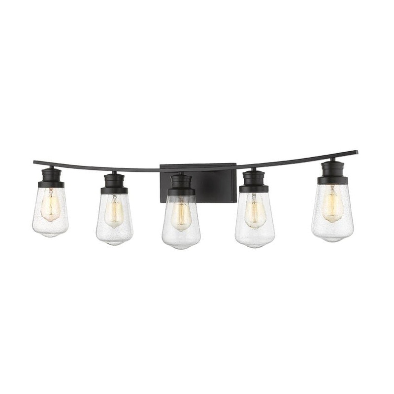 Z-Lite Gaspar 40" 5-Light Bronze Vanity Light With Clear Seedy Glass Shade