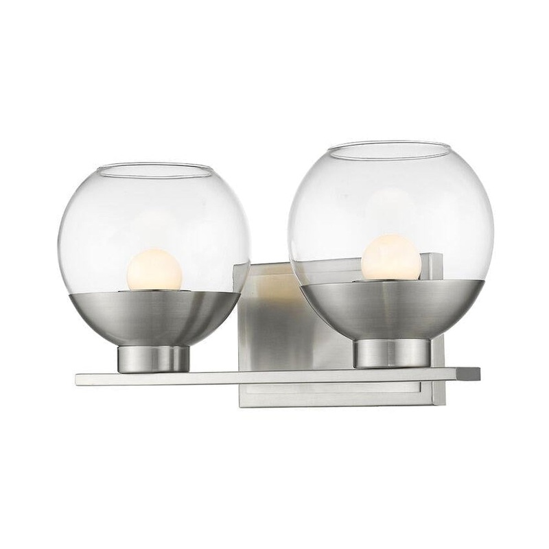 Z-Lite Osono 14" 2-Light LED Brushed Nickel Vanity Light With Clear Glass Shade