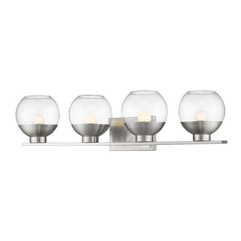 Z-Lite Osono 33" 4-Light LED Brushed Nickel Vanity Light With Clear Glass Shade