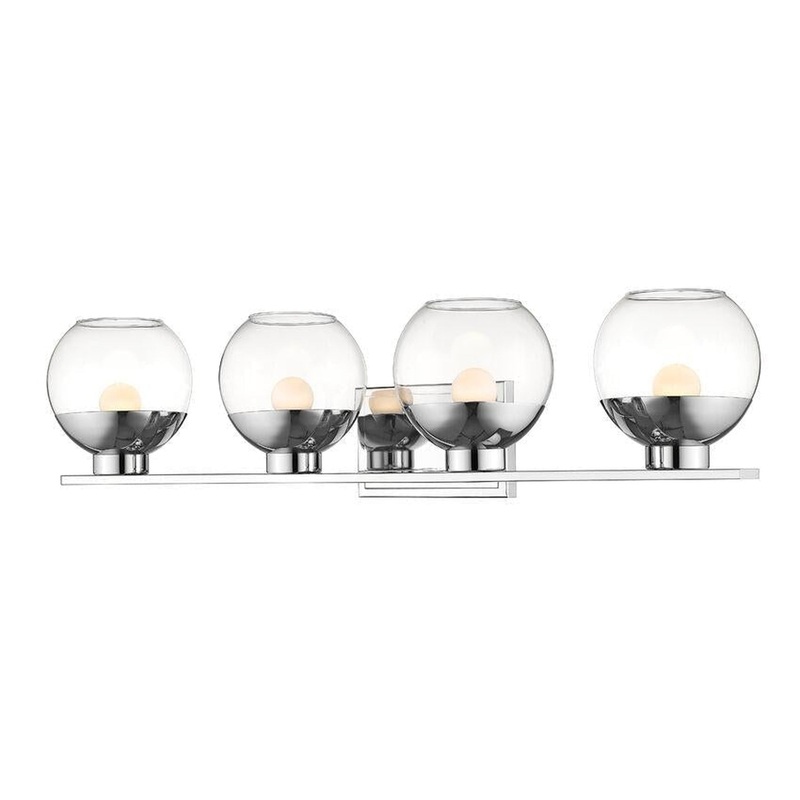Z-Lite Osono 33" 4-Light LED Chrome Vanity Light With Clear Glass Shade
