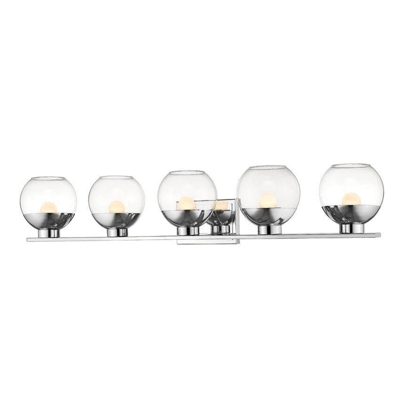 Z-Lite Osono 41" 5-Light LED Chrome Vanity Light With Clear Glass Shade
