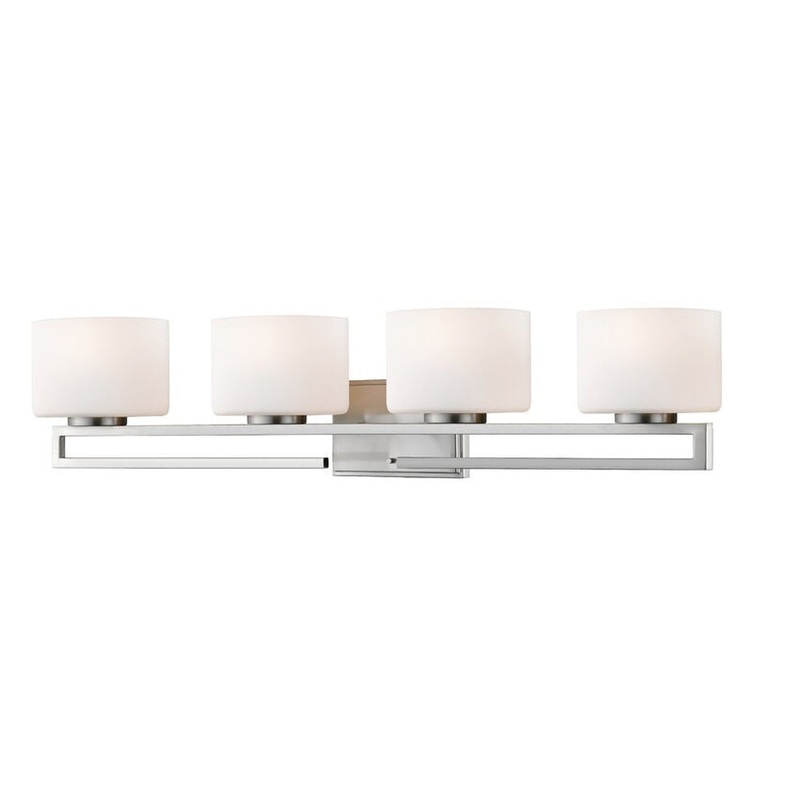 Z-Lite Privet 33" 4-Light LED Brushed Nickel Vanity Light With Matte Opal Glass Shade