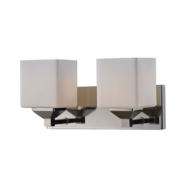 Z-Lite Quube 13" 2-Light Chrome Vanity Light With Matte Opal Glass Shade