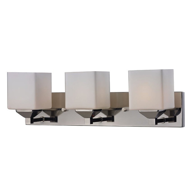 Z-Lite Quube 24" 3-Light Chrome Vanity Light With Matte Opal Glass Shade