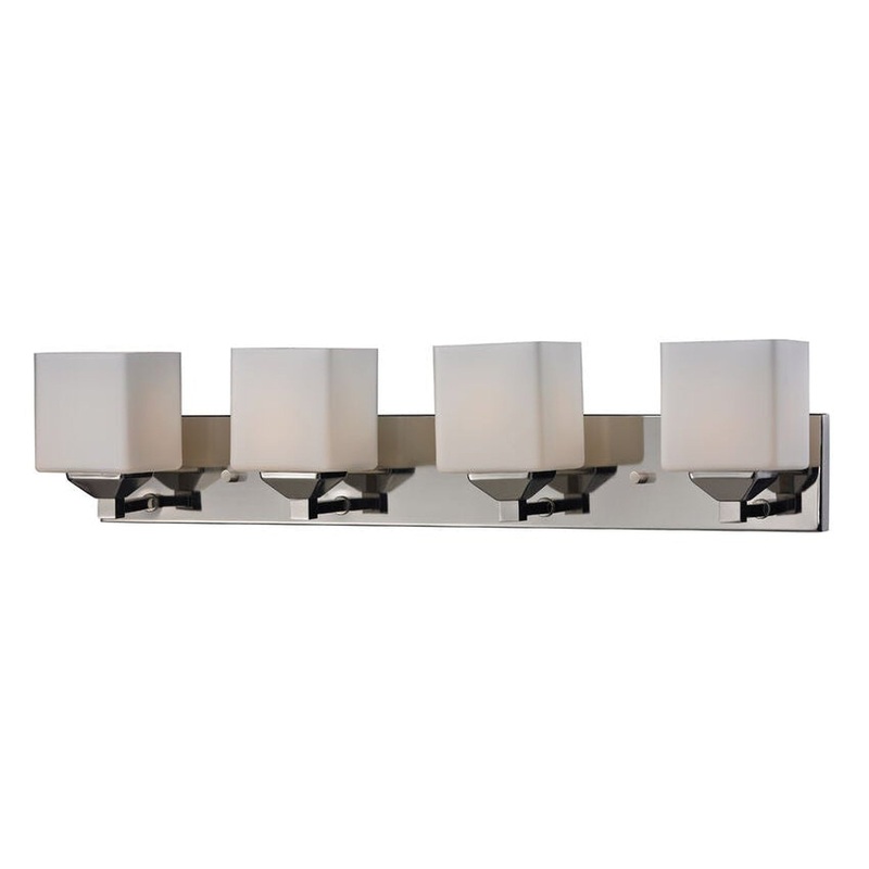 Z-Lite Quube 30" 4-Light Chrome Vanity Light With Matte Opal Glass Shade