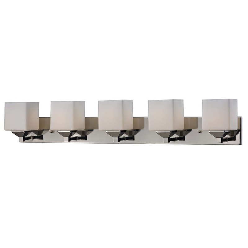 Z-Lite Quube 39" 5-Light Chrome Vanity Light With Matte Opal Glass Shade