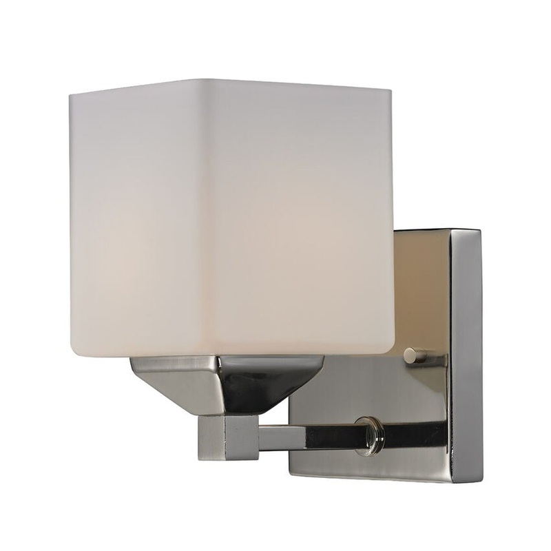 Z-Lite Quube 4" 1-Light Chrome Vanity Light With Matte Opal Glass Shade