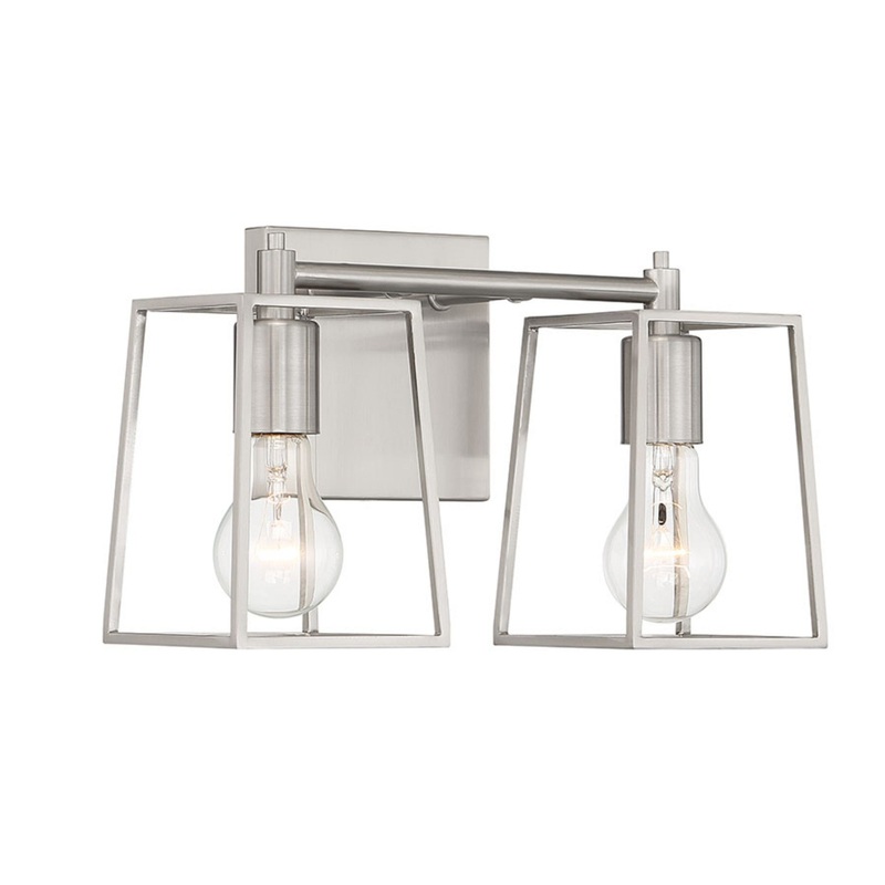 Craftmade Dunn 13" 2-Light Brushed Polished Nickel Vanity Light With Steel Frame Shades