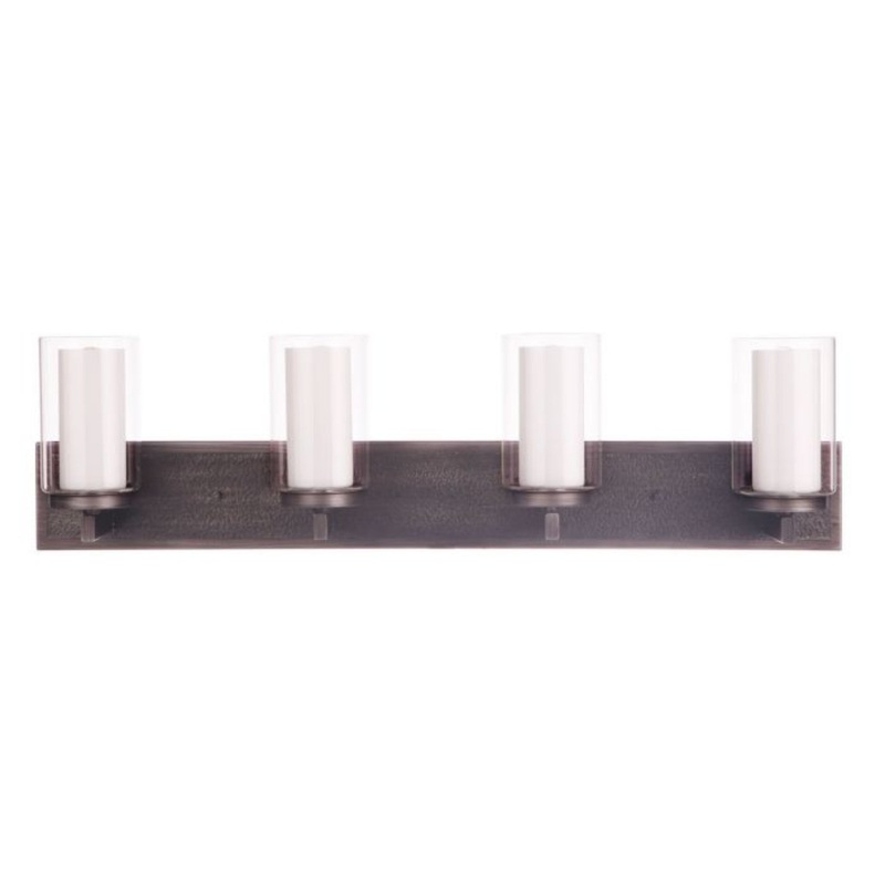 Craftmade Texture 33" 4-Light Natural Iron Vanity Light With White Frosted Inner and Clear Outer Glass Shades