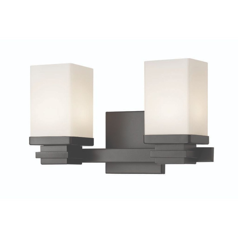 Z-Lite Avige 13" 2-Light LED Bronze Vanity Light With Matte Opal Glass Shade