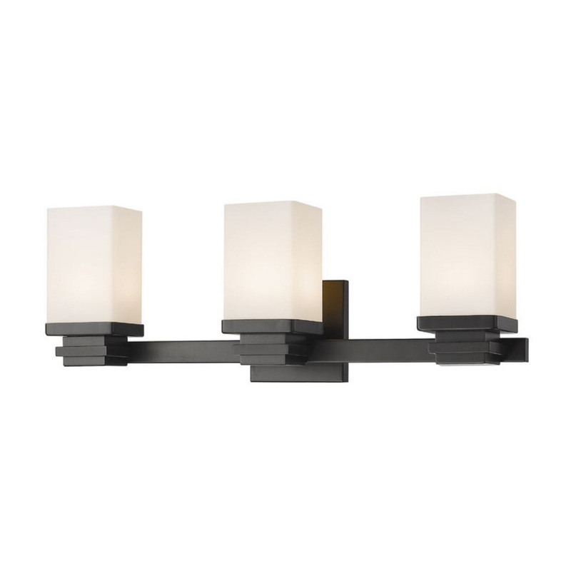 Z-Lite Avige 22" 3-Light LED Bronze Vanity Light With Matte Opal Glass Shade