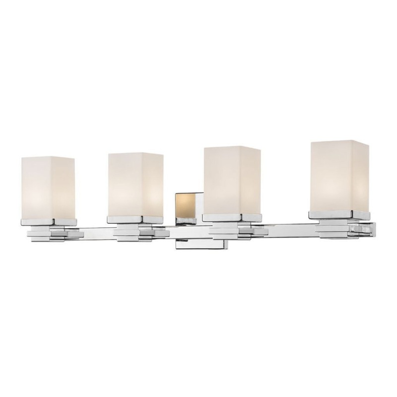 Z-Lite Avige 31" 4-Light LED Chrome Vanity Light With Matte Opal Glass Shade