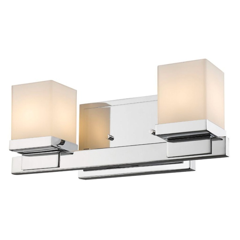 Z-Lite Cadiz 13" 2-Light LED Chrome Vanity Light With Matte Opal Glass Shade