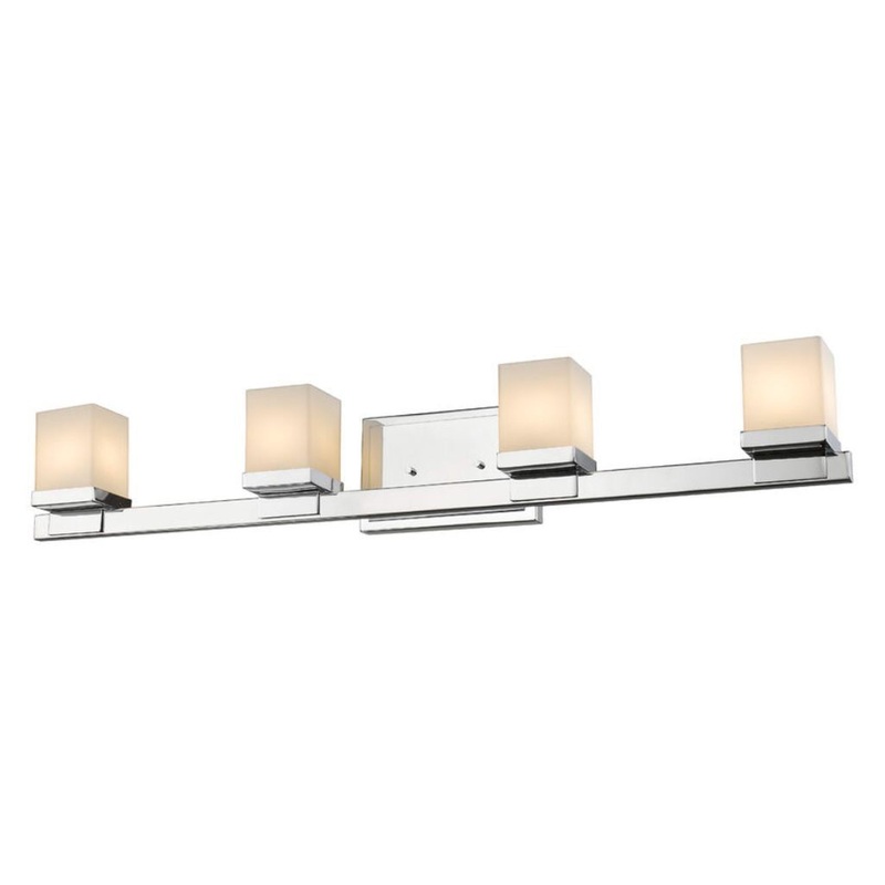 Z-Lite Cadiz 32" 4-Light LED Matte Opal Glass Shade Vanity Light With Chrome Frame Finish