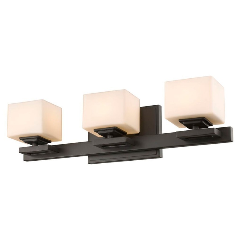 Z-Lite Cuvier 20" 3-Light LED Matte Opal Glass Shade Vanity Light With Bronze Frame Finish