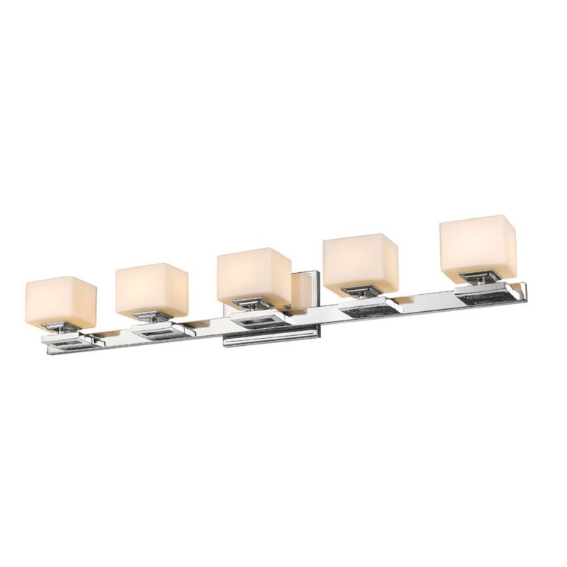 Z-Lite Cuvier 35" 5-Light LED Chrome Vanity Light With Matte Opal Glass Shade
