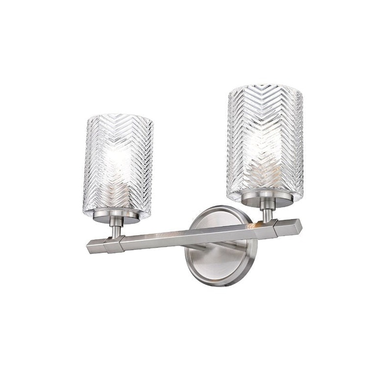 Z-Lite Dover Street 14" 2-Light Brushed Nickel Vanity Light With Clear Glass Shade
