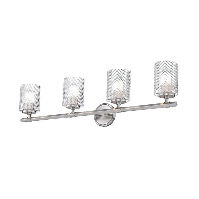 Z-Lite Dover Street 33" 4-Light Brushed Nickel Vanity Light With Clear Glass Shade