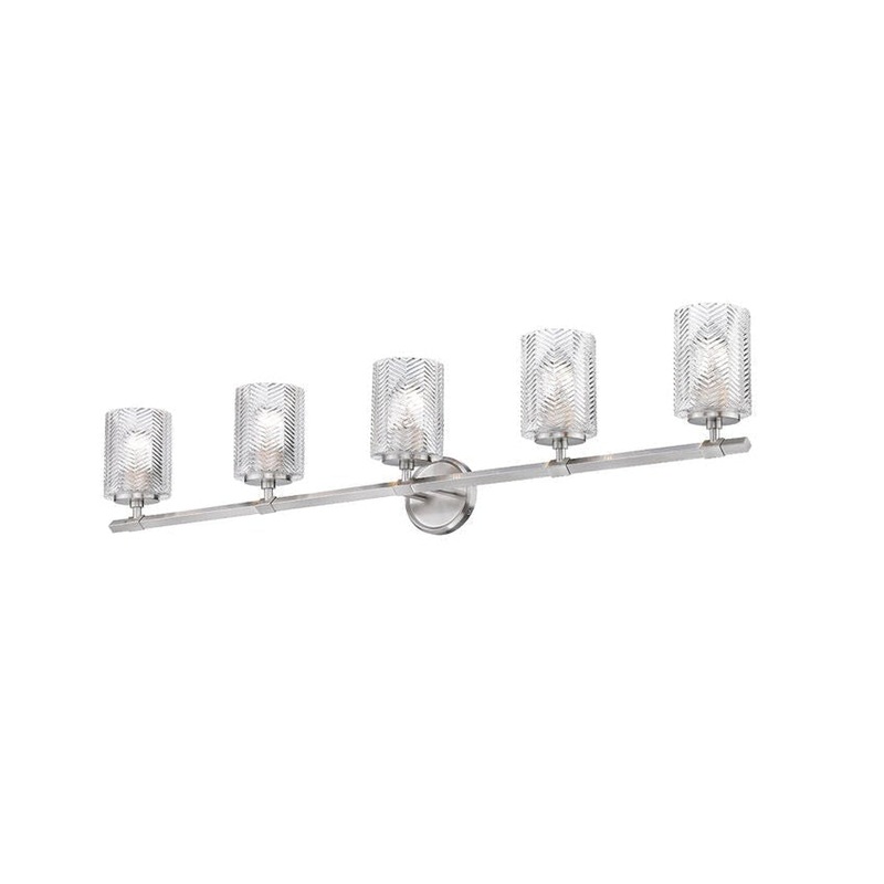 Z-Lite Dover Street 42" 5-Light Brushed Nickel Vanity Light With Clear Glass Shade