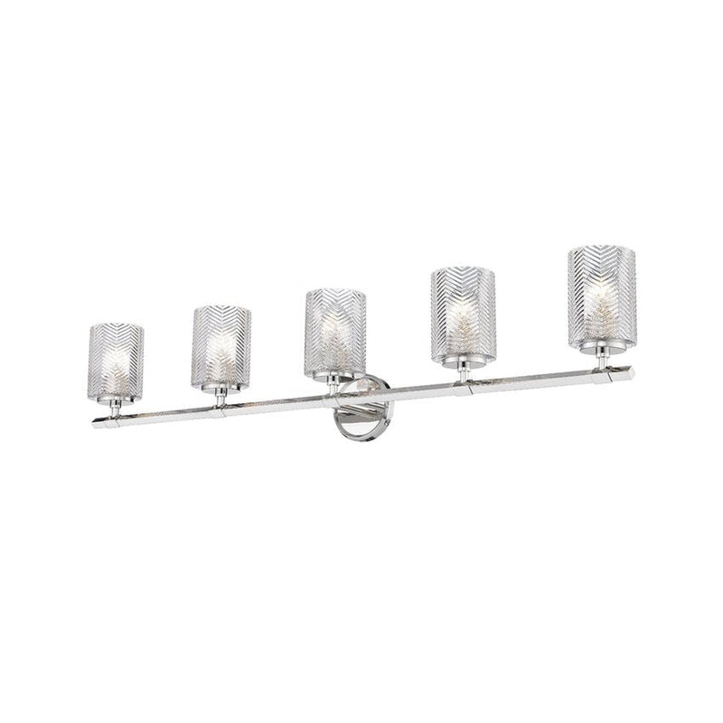 Z-Lite Dover Street 42" 5-Light Polished Nickel Vanity Light With Clear Glass Shade