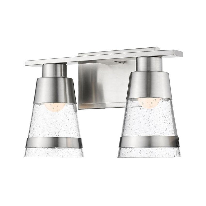 Z-Lite Ethos 13" 2-Light LED Brushed Nickel Vanity Light With Seedy Glass Shade