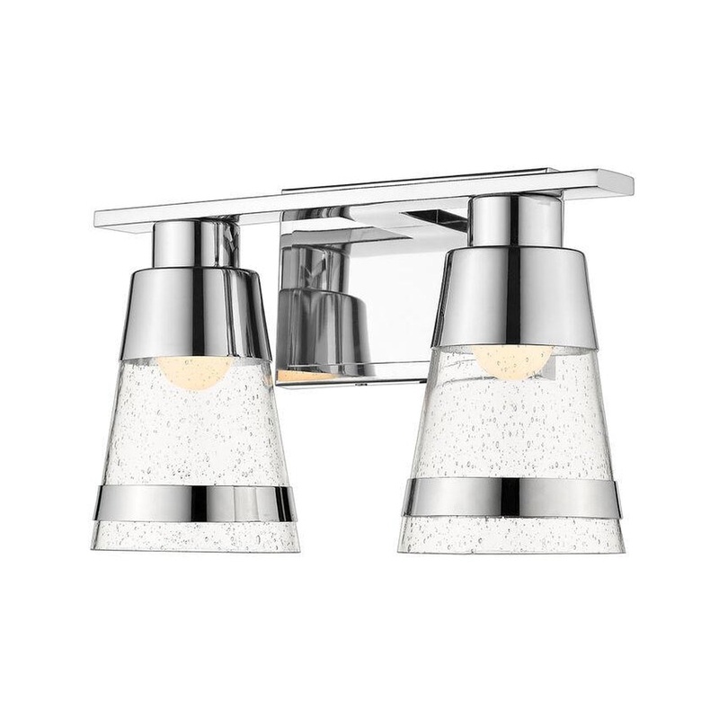 Z-Lite Ethos 13" 2-Light LED Chrome Vanity Light With Seedy Glass Shade