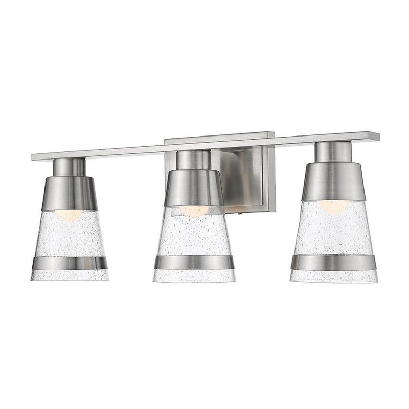 Z-Lite Ethos 22" 3-Light LED Seedy Glass Shade Vanity Light With Brushed Nickel Frame Finish