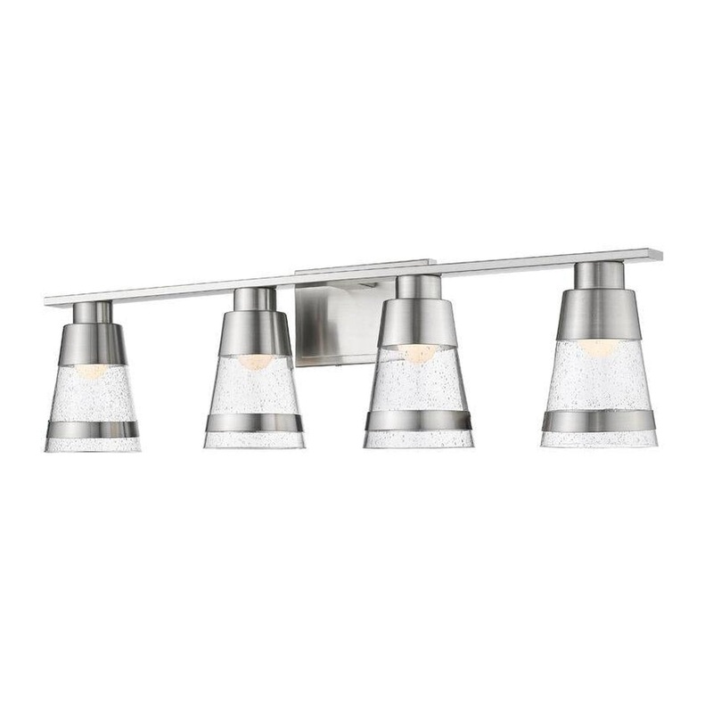 Z-Lite Ethos 32" 4-Light LED Brushed Nickel Vanity Light With Seedy Glass Shade