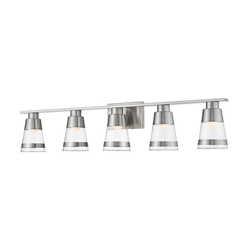 Z-Lite Ethos 40" 5-Light LED Brushed Nickel Vanity Light With Clear Glass Shade