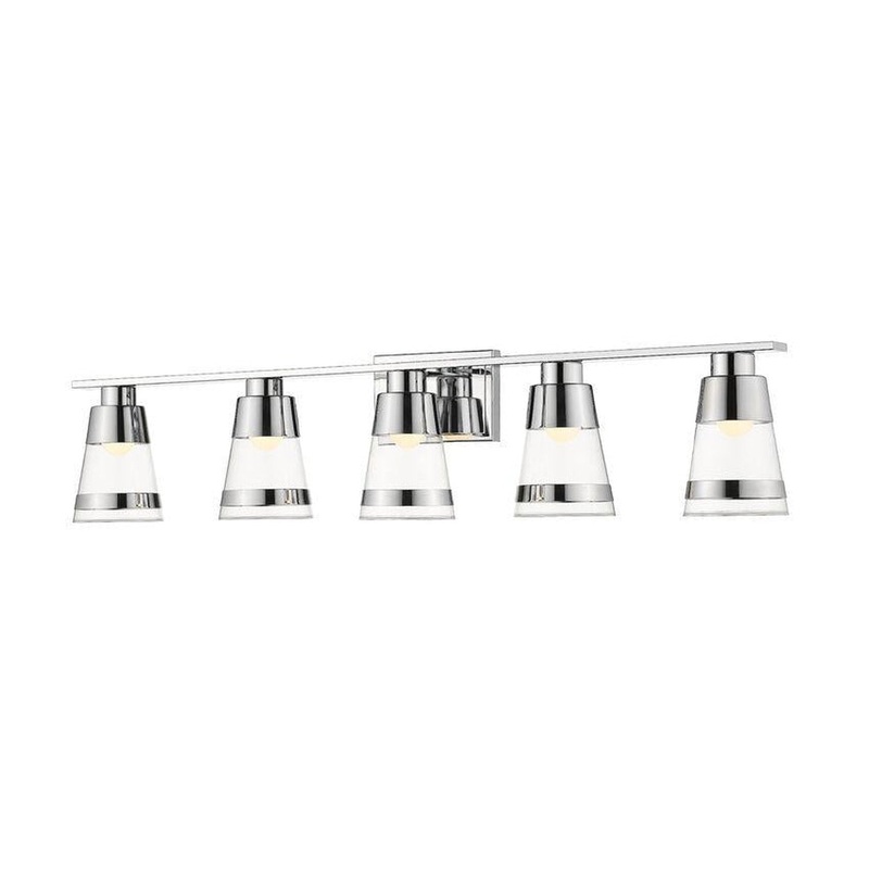 Z-Lite Ethos 40" 5-Light LED Chrome Vanity Light With Clear Glass Shade