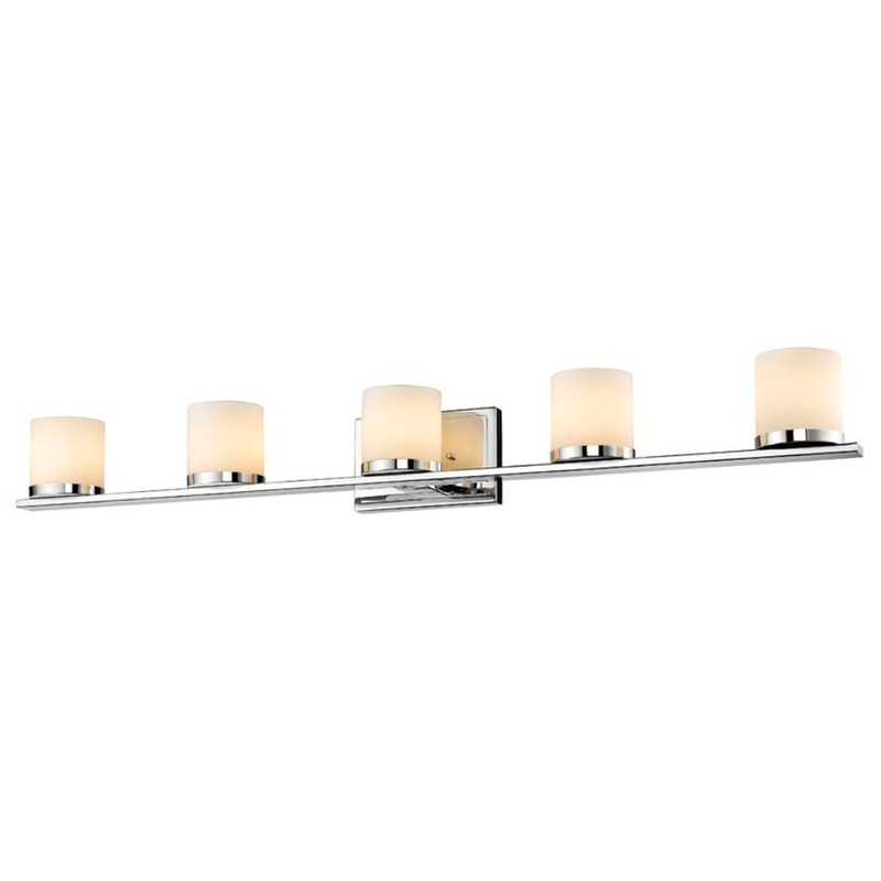 Z-Lite Nori 40" 5-Light LED Matte Opal Glass Shade Vanity Light With Chrome Frame Finish