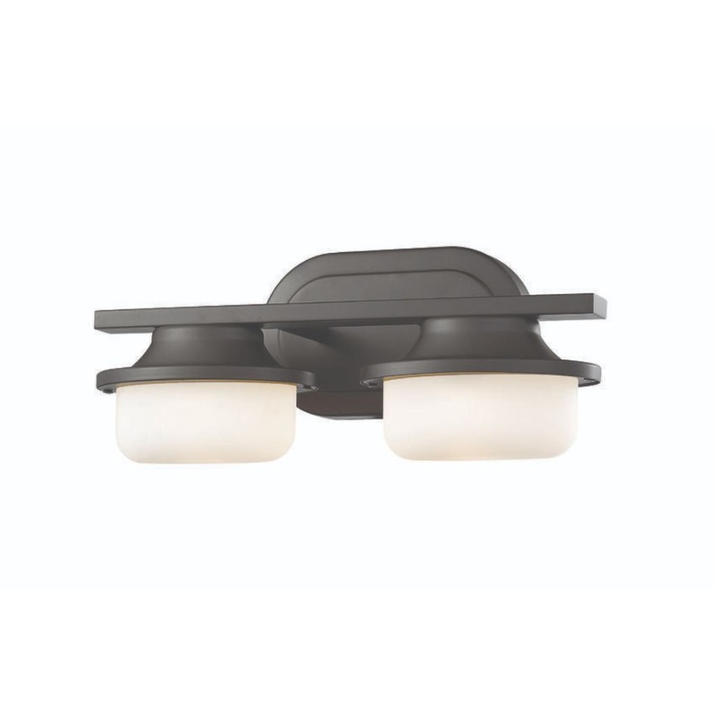 Z-Lite Optum 14" 2-Light LED Bronze Vanity Light With Matte Opal Glass Shade