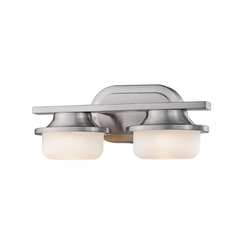 Z-Lite Optum 14" 2-Light LED Brushed Nickel Vanity Light With Matte Opal Glass Shade