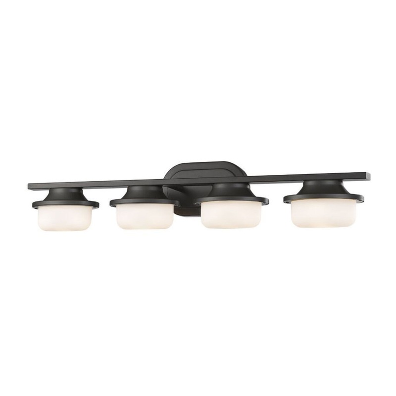 Z-Lite Optum 30" 4-Light LED Bronze Vanity Light With Matte Opal Glass Shade