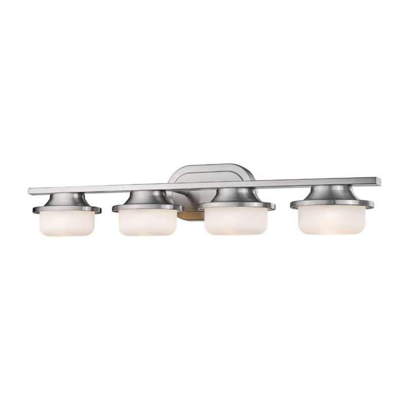 Z-Lite Optum 30" 4-Light LED Brushed Nickel Vanity Light With Matte Opal Glass Shade