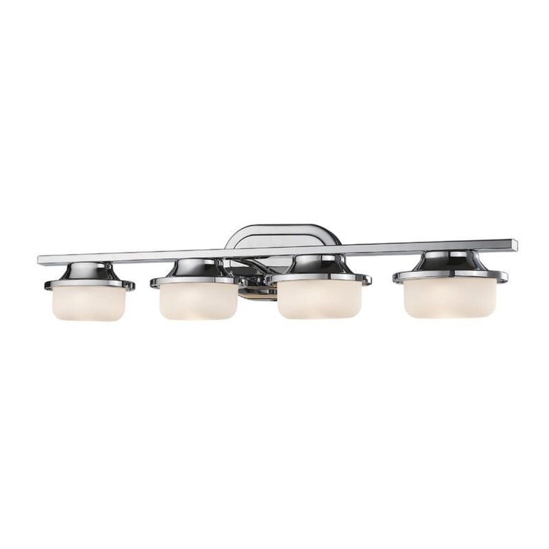 Z-Lite Optum 30" 4-Light LED Chrome Vanity Light With Matte Opal Glass Shade
