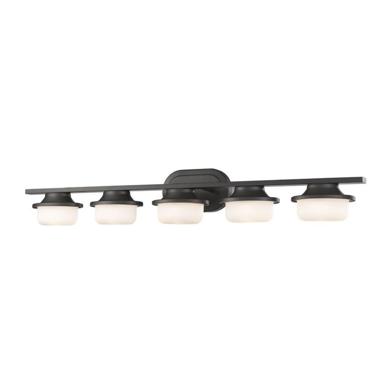 Z-Lite Optum 39" 5-Light LED Bronze Vanity Light With Matte Opal Glass Shade