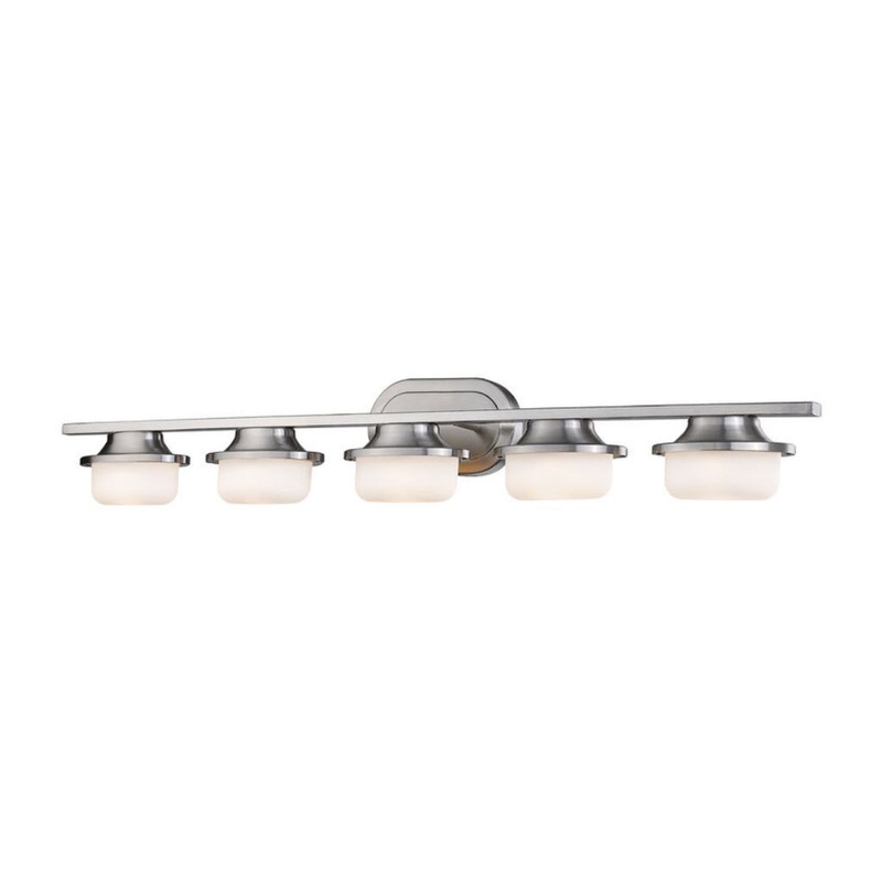 Z-Lite Optum 39" 5-Light LED Brushed Nickel Vanity Light With Matte Opal Glass Shade