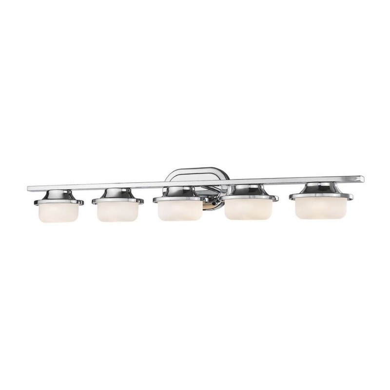 Z-Lite Optum 39" 5-Light LED Chrome Vanity Light With Matte Opal Glass Shade
