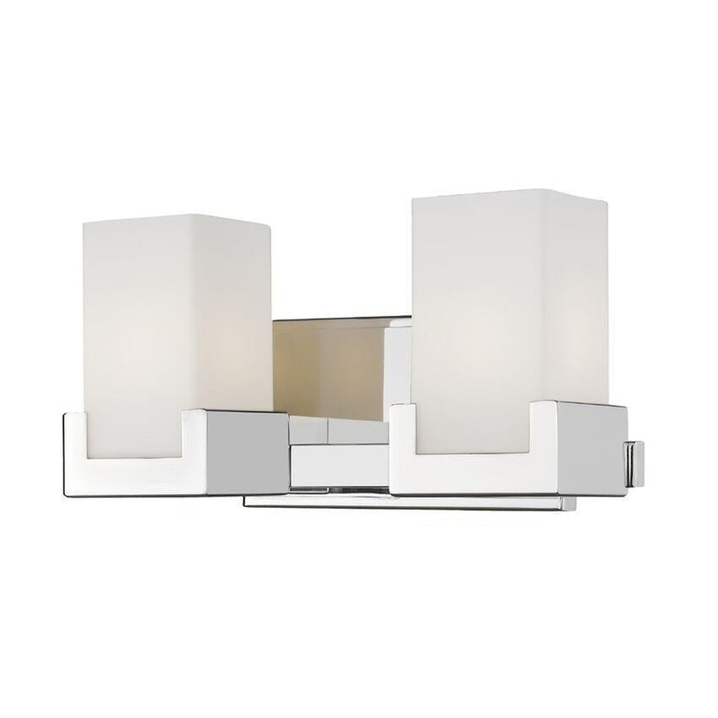 Z-Lite Peak 13" 2-Light LED Chrome Vanity Light With Clear and Matte Opal Shade