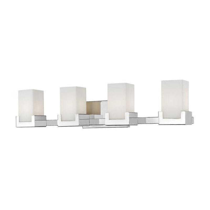 Z-Lite Peak 31" 4-Light LED Chrome Vanity Light With Clear and Matte Opal Shade