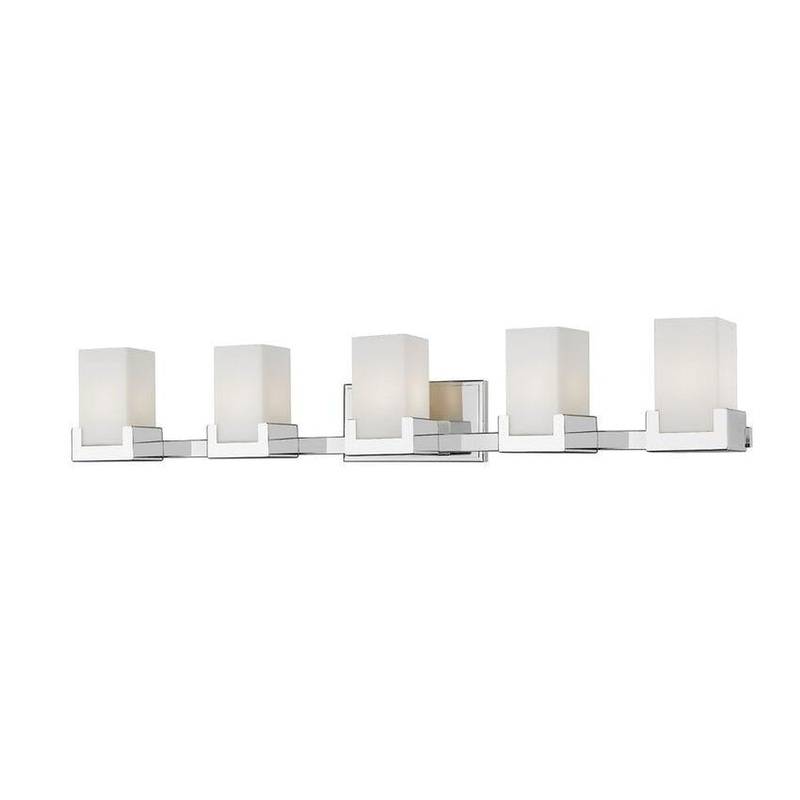 Z-Lite Peak 40" 5-Light LED Chrome Vanity Light With Clear and Matte Opal Shade